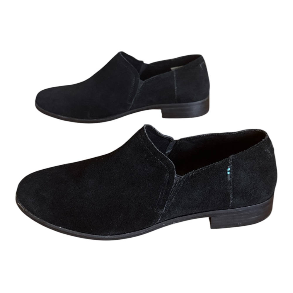 Toms Shaye Low Bootie Womens 11 Black Suede Loafer Hybrid Slip-On Casual